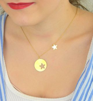 Stylowy naszyjnik srebrny pozłacany z motywem kółka i gwiazdki od Dall’Acqua. Modna biżuteria premium z kolekcji BOHO ROMANCE. Sprawdź w autoryzowanym sklepie! (3).JPG